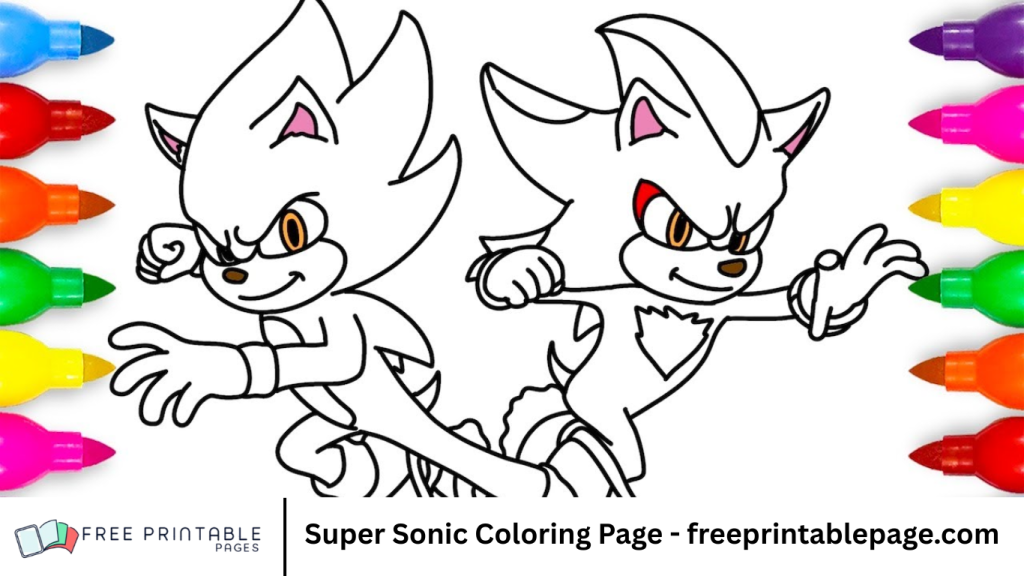 Super Sonic Coloring Page - freeprintablepage.com
