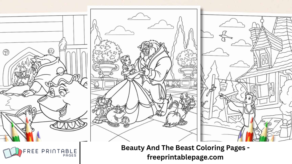Beauty And The Beast Coloring Pages - freeprintablepage.com