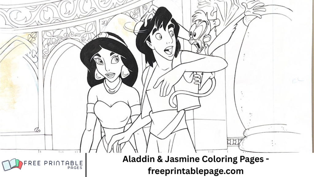 Aladdin & Jasmine Coloring Pages - freeprintablepage.com