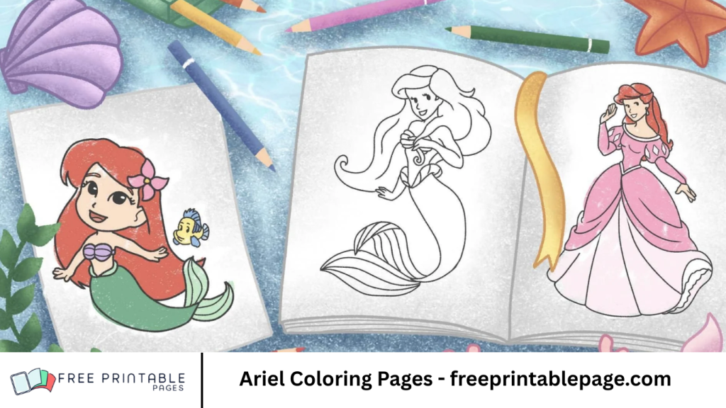 Ariel Coloring Pages - freeprintablepage.com