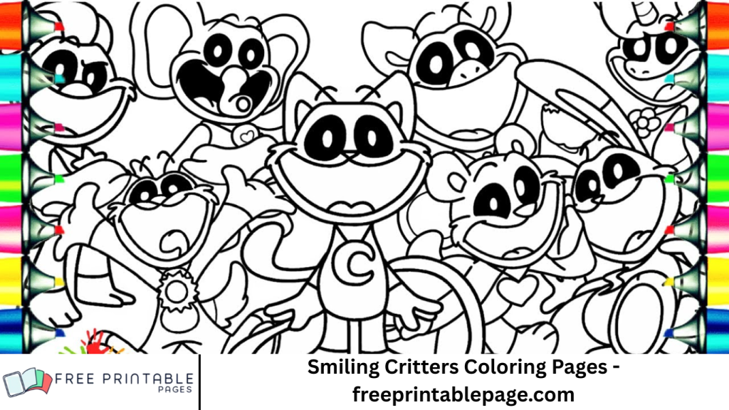 Smiling Critters Coloring Pages - freeprintablepage.com